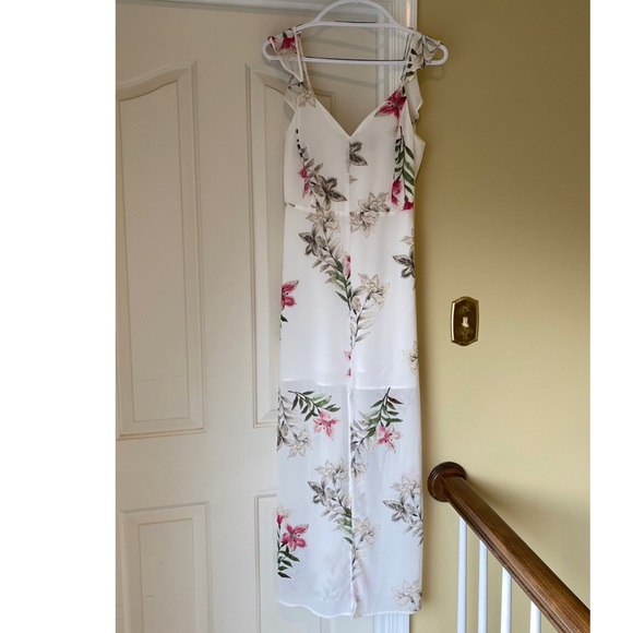 Dynamite Dresses & Skirts - Pink flower sheer thin strap dress